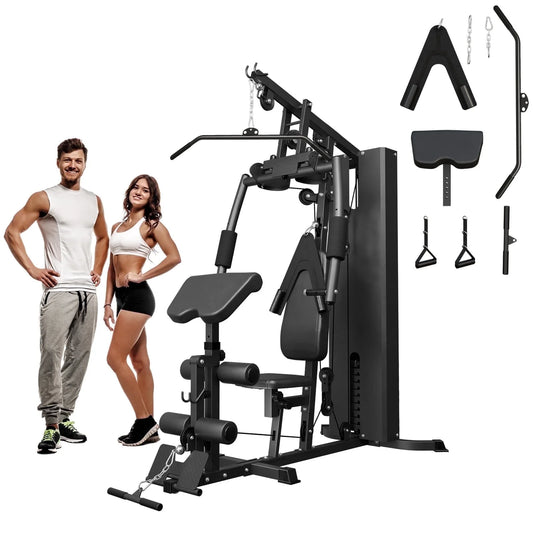 9 in 1 Home Gym Station, Workout Station with 138LBS Weight Stack, Workout Gym Equipment Weight Machine Home Gym System