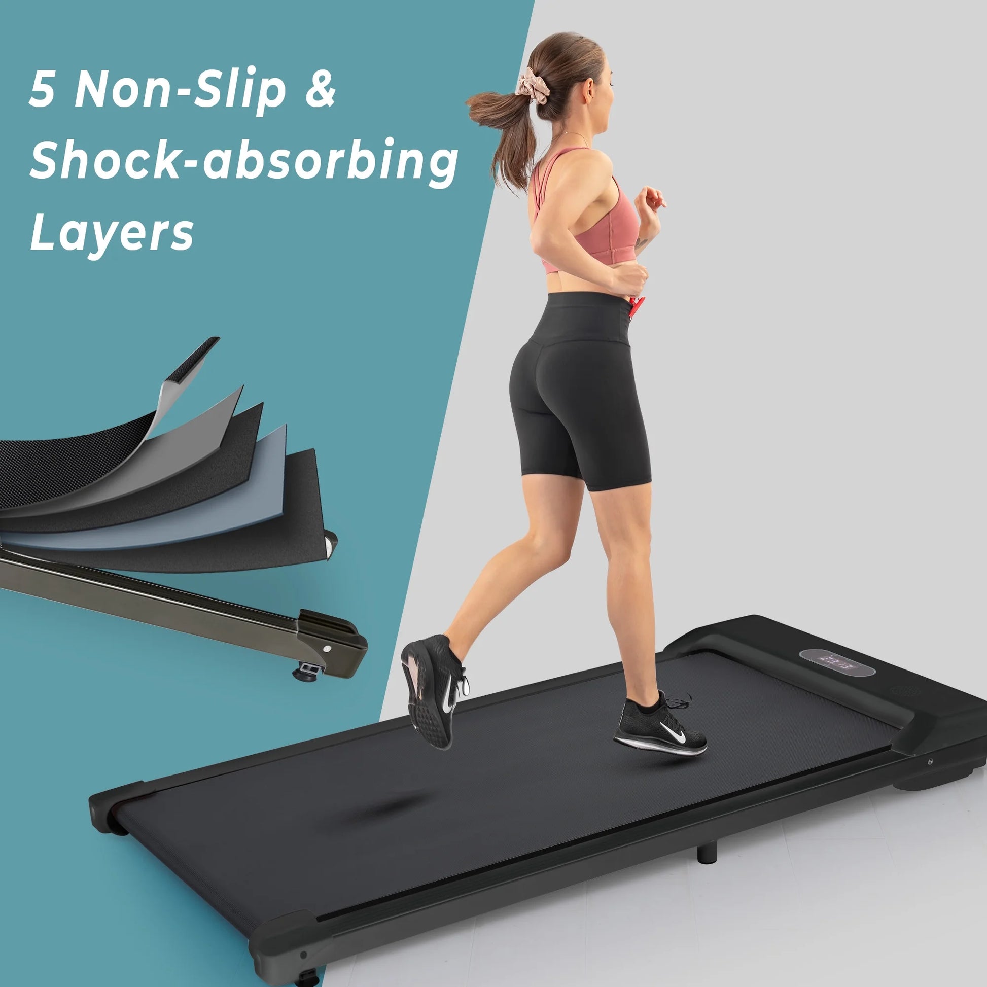 Walking Pad Treadmill, Electric Walking Treadmill Home Office, Remote Control Treadmill with 2 Modes, Workout Running Machine, Aerobic Sports Fitness Equipment Compact Treadmill