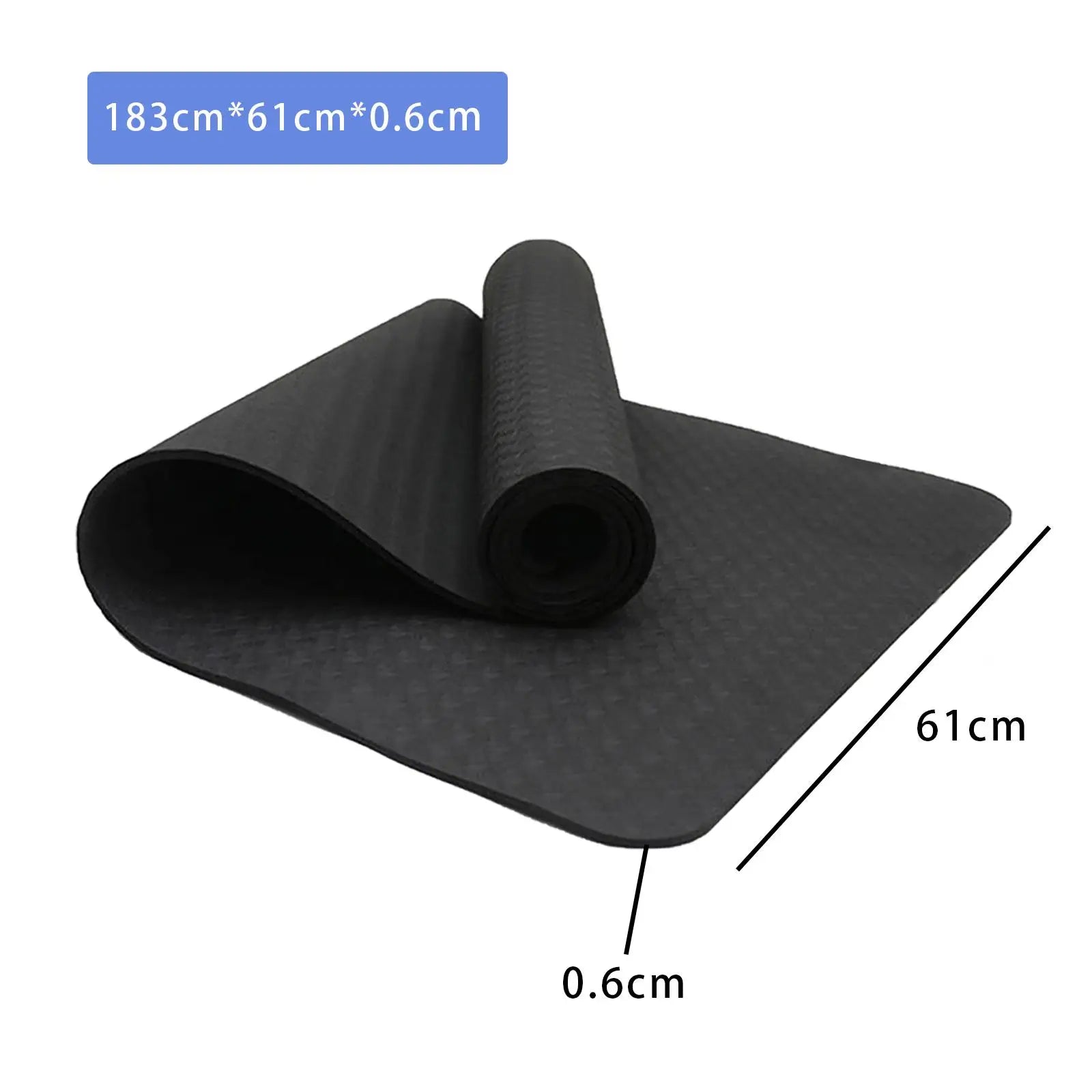 Yoga Mat Tear Resistant Shock Absorbing Black Nonslip Pilates Mat for Fitness Workouts Home Yoga Household Floor Gym Specific