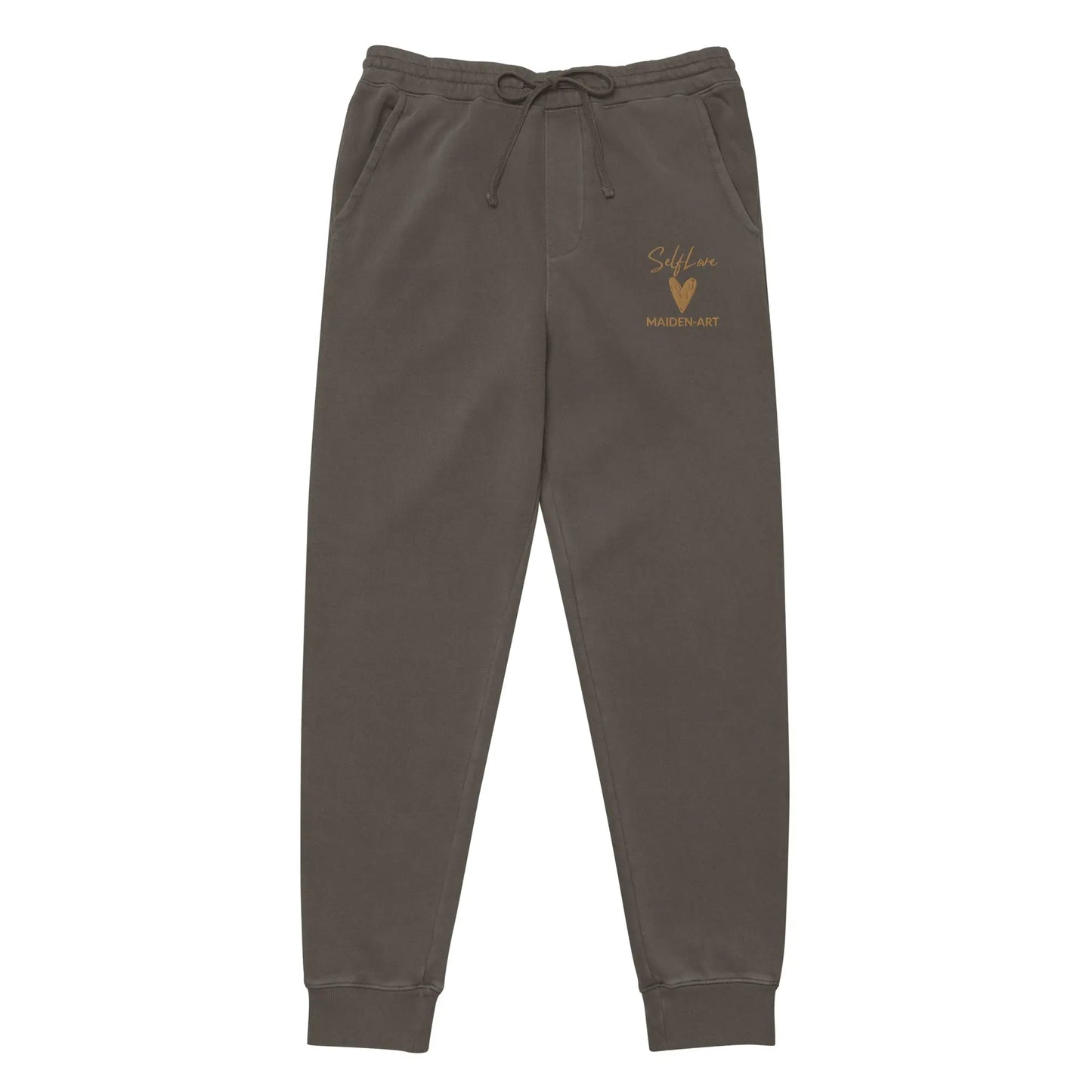 Self Love Unisex Pigment-Dyed Sweatpants with Old Gold Embroidery - Unisex Sweatpants