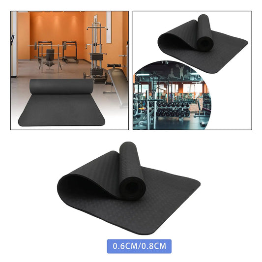 Yoga Mat Tear Resistant Shock Absorbing Black Nonslip Pilates Mat for Fitness Workouts Home Yoga Household Floor Gym Specific